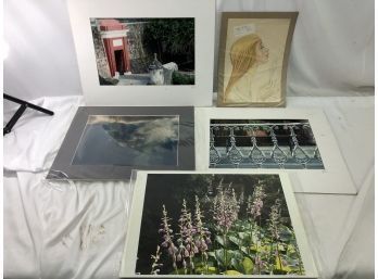 (Lot Of 5)  Four Photographs By Harry L Colley II And One Original Crayon Sketch - Farnsworth Collection