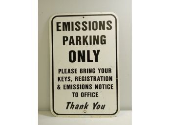 Emissions Parking Only Metal Sign