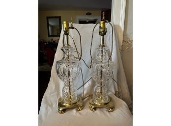 Pair Of Glass Vintage Lamps