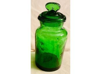 Deep Green Glass Jar With Top