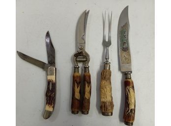 Lot Of Vintage German Carving Set & Misc. Knife