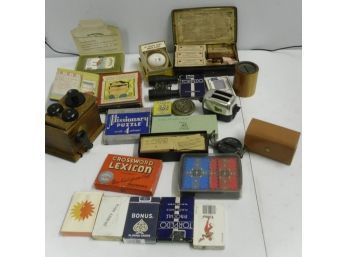 Lot Of Misc. Cards, Games, Vintage Items, Binoculars Ect...