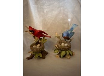 Blue Bird And Red Bird Figurine