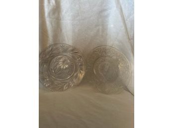 2 Glass/Crystal Floral Plates