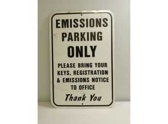 Emissions Parking Only Metal Sign