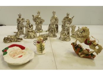 Lot Of Nativity Set & Various Christmas Decorations