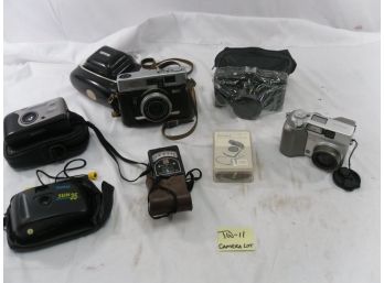 (Lot Of 8) Cameras And Exposure Meters - Film And Early Digital With Some Cases