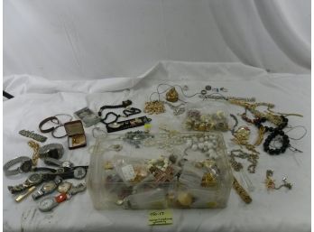 LARGE Lot Of Costume Jewelry / Watches / Interesting Items