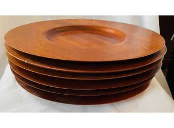 Set Of 6 Wooden Chargers / Plates With G Signature