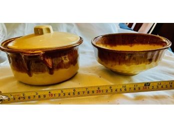 Crock With Lid And Bowl Made In USA