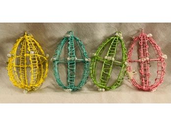 Wire Egg Shaped Colored Ornaments
