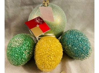 Assorted Pastel Colored Glitter-y Ornaments