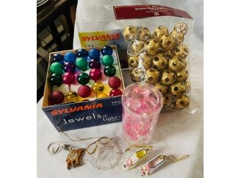 Assortment Of Ornaments & Decorative Light Bulbs - Some Unopened