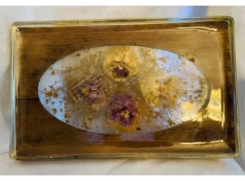 Resin Serving Tray With Flowers