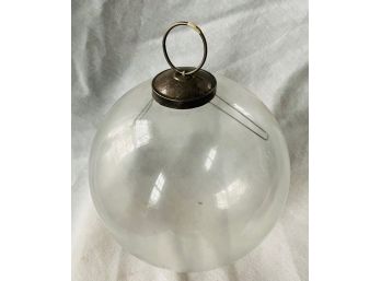 Large Clear Glass Ornament With Metal (sterling?) Top