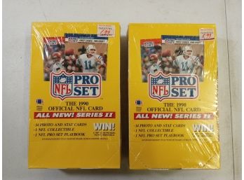 Lot Of 2 Pro Set 1990 Official NFL Series II Sports Cards In Unopened & Sealed Boxes