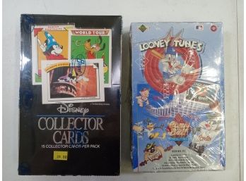 Lot Of 2 Disney Collector Cards & Looney Tunes Comic Ball Collector Cards, Both New In Sealed Boxes