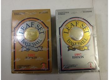 Lot Of 2 Leaf Set 1992 Baseball Cards Series 1 & Series 2, 36ct Each Both New & Sealed Boxes