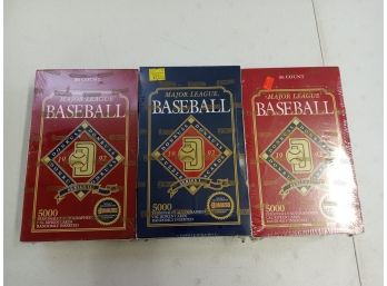 Lot Of 3 Don Russ 1992 Major League Baseball Puzzle & Cards Series 1 & Series II, All New Sealed Boxes