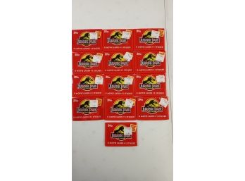 Lot Of 13 Jurassic Park Movie Card Packs, 8 Cards & 1 Sticker Per Pack Unopened Sealed