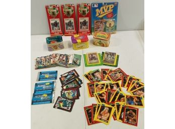 Lot Of Misc. Sports & Movie Cards, Star Trek, WCW, Superman, NBA Basketball & Sportsflics Tin Can Card Holders