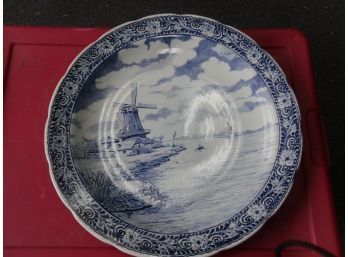 Vintage Large Delfts Windmill Platter Made For Royal Sphinx Holland By Boch Belgium