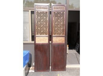 Pair Of Beautiful Carved Asian Wooden Screens - Appear Vintage And Hand Carved!
