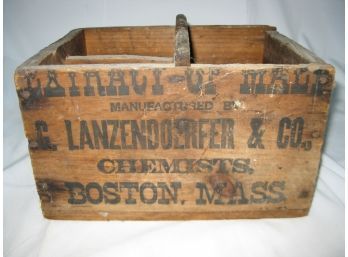 Antique Wooden Carrier - G. Lanzendoerfer & Co Chemists Boston MA