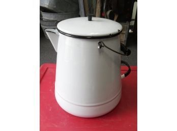 Beautiful White Enamelware Pitcher With Lid