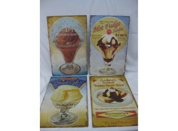 Metal Ice Cream Signs - Lot Of 5