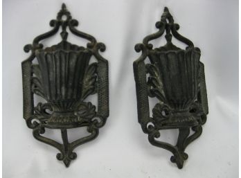 Pair Of Cast Iron Match Safes / Vintage Replica