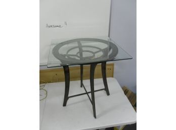 Beveled Glass Top Table With Metal Base - Clean!