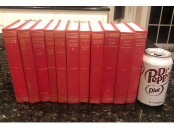 Lot Of Red Books For Decor