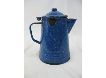 Vintage Speckled Blue Enameled Coffee Pot - Nice Age!