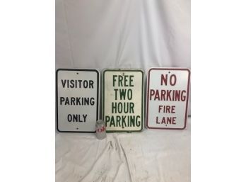 Three Steel Pressed Vintage Street Signs, Raised Lettering