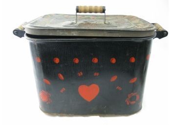 Tin Box With Lid - Nicely Hand Painted