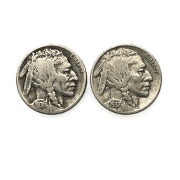 1936 And 1937 Indian Head Buffalo Nickel US Coin