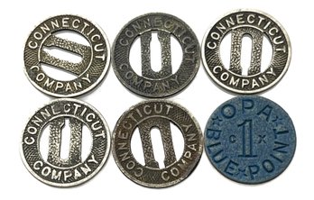 Six Early Connecticut Company New Haven, CT Transit Train / Trolley Token