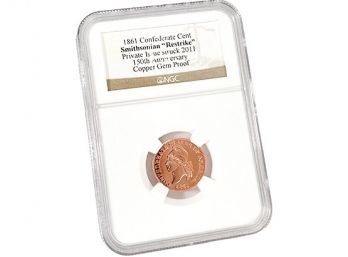 1861 Confederate Cent - Smithsonian 2011 'Restrike' Copper NGC Gem Proof