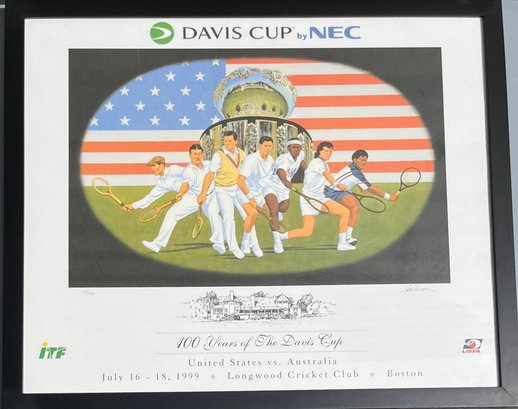 Original Davis Cup Poster: 100 Years Of The Davis Cup, US Vs Australia,  Signed & Numbered, 1999