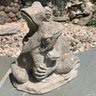 Cement Garden Sculpture Of Three Frogs Embracing, Modern