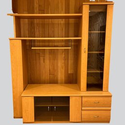 Mid Century Modern Style Maple Entertainment Center By Palliser, C. Late 20th-early 21st Century