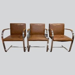 Three BRNO Armchairs  By Ludwig Mies Van Der Rohe For Knoll Inc., Knoll International, 1966