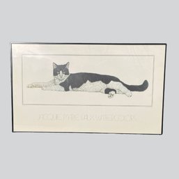 Poster Of Jacquie Marie Vaux's Watercolor, 'Lounging Black And White Cat'
