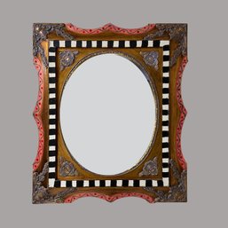 MacKenzie-Childs Style Painted And Gilt Mirror Mirror