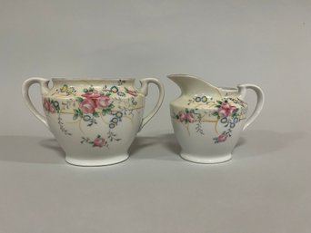 Bavarian Porcelain Sugar Bowl And Creamer
