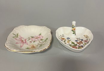 Two Staffordshire Ceramic Trinket Or Jewelry Trays, England