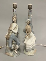 Pair Of Lladro Table Lamps