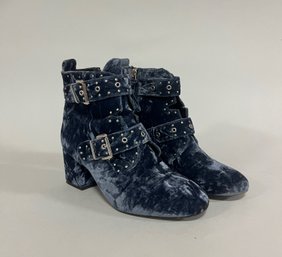 Rebecca Minkoff Crushed Blue Velvet Ankle Boots, Womens Size 8