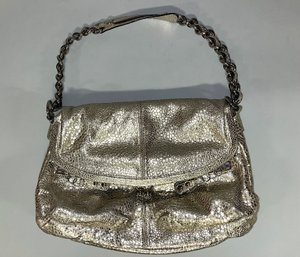 Coach Gold Textured Leather Frame Fold Over Hobo - Limited Edition